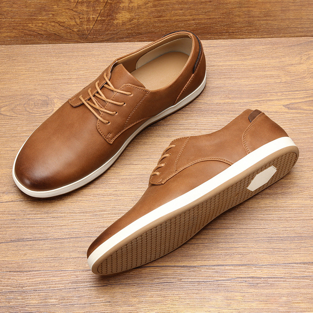 Men's Faux Leather Lace-Up Casual Trainers
