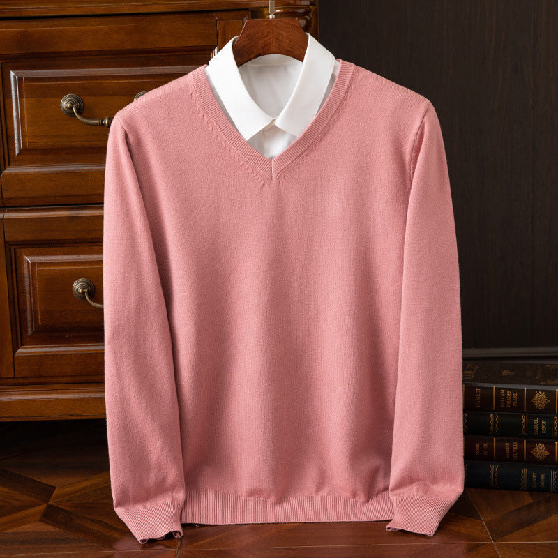 Kacob | Men's Fine Knit V-Neck Jumper