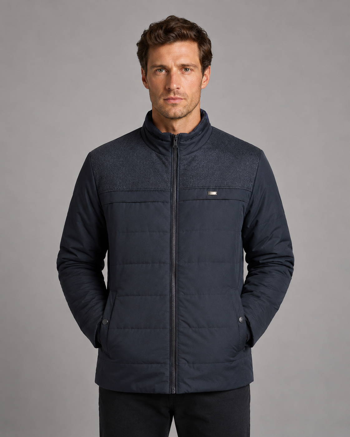 Kacob | Men's Fleece Lined High Collar Padded Jacket