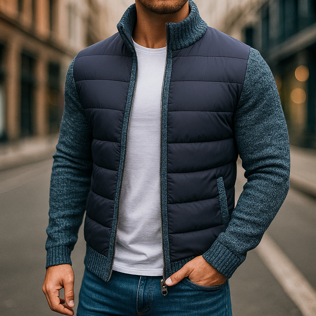Kacob | Men's Fleece Quilted Contrast Puffer Jacket
