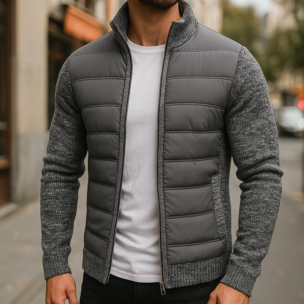 Kacob | Men's Fleece Quilted Contrast Puffer Jacket