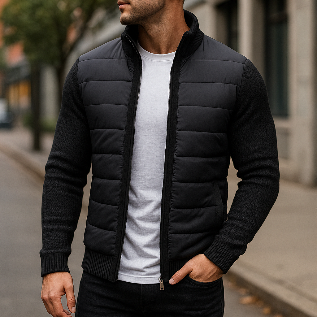 Kacob | Men's Fleece Quilted Contrast Puffer Jacket