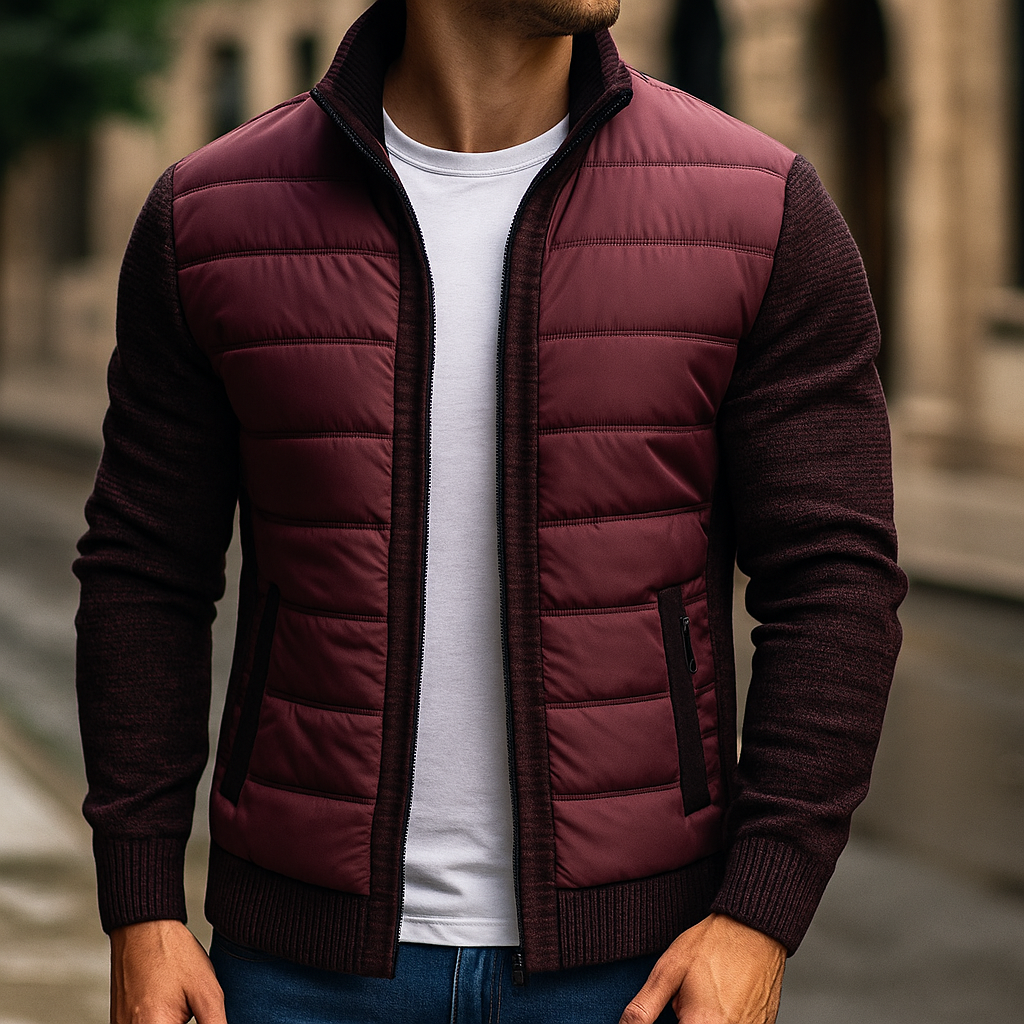 Kacob | Men's Fleece Quilted Contrast Puffer Jacket