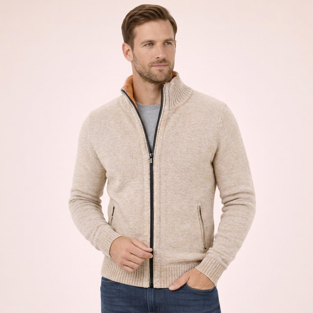 Kacob | Men's Full-Zip Ribbed Knit Sweater