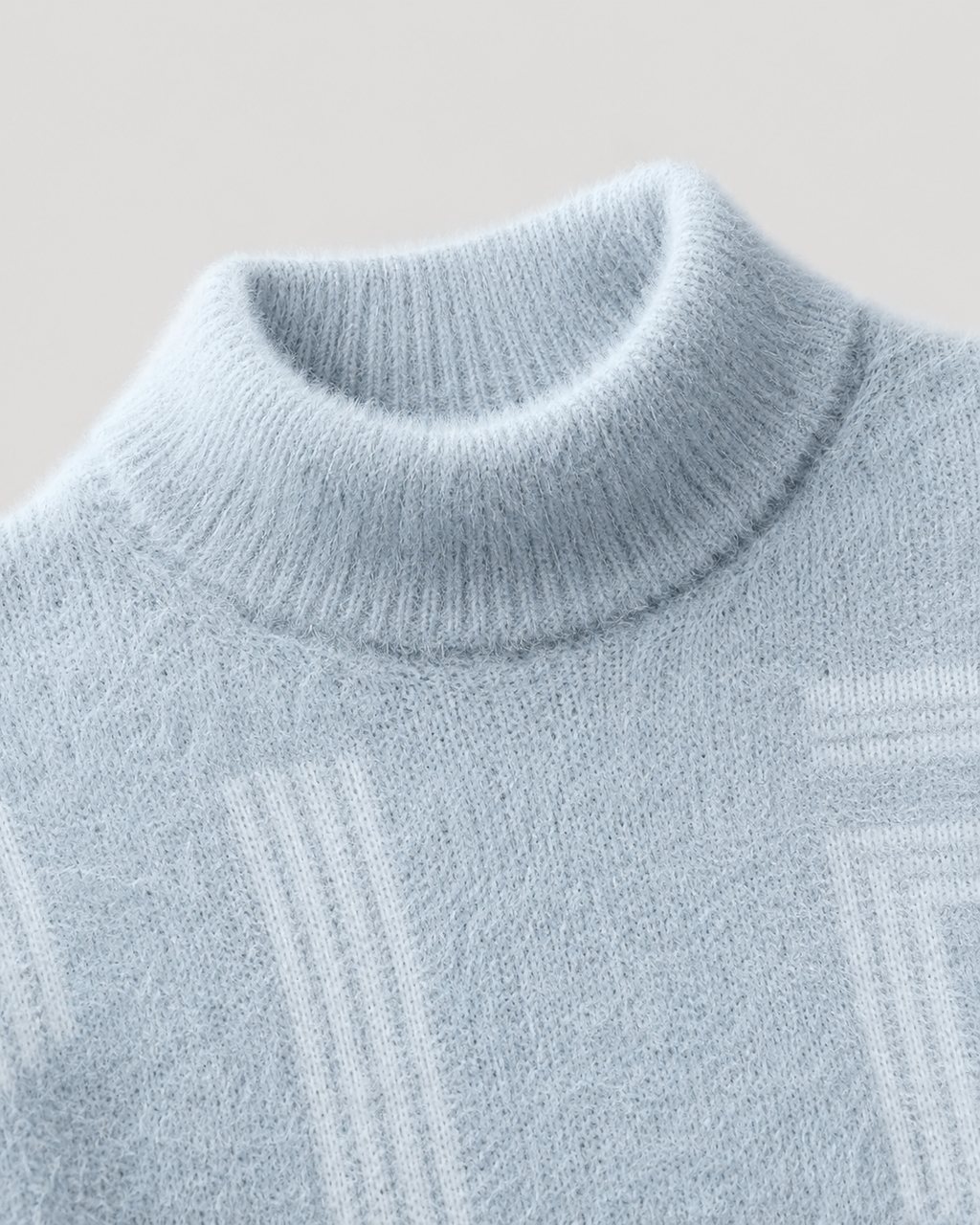 Kacob | Men's Geometric Funnel Neck Relaxed Knit Jumper
