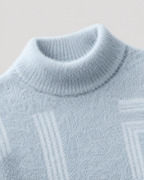 Kacob | Men's Geometric Funnel Neck Relaxed Knit Jumper