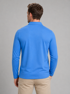 Kacob | Men's Gingham Trim Long Sleeve Polo Shirt