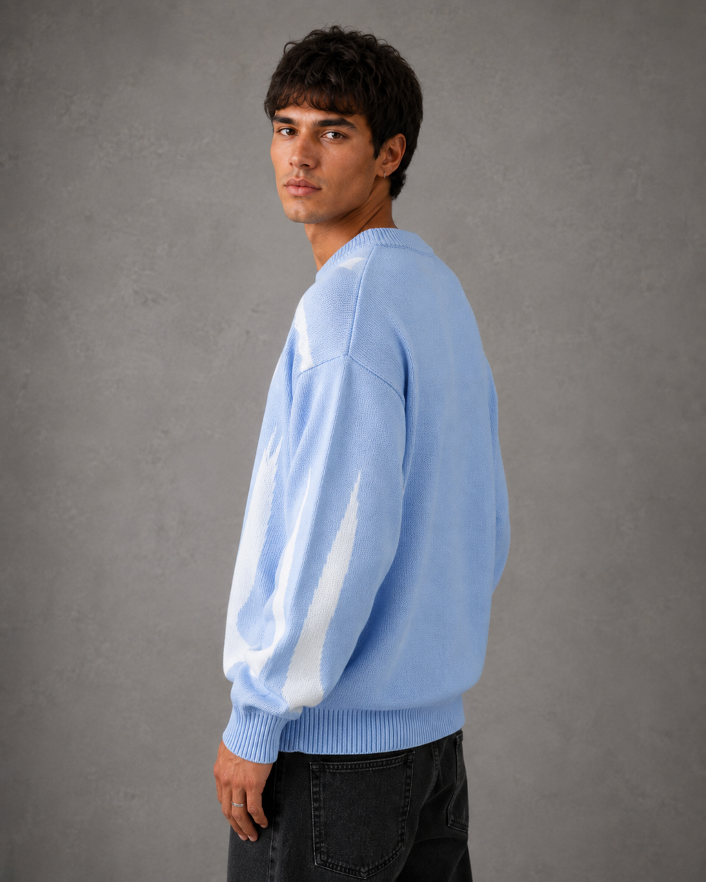 Kacob | Men's Graphic Crew Neck Relaxed Knit Jumper