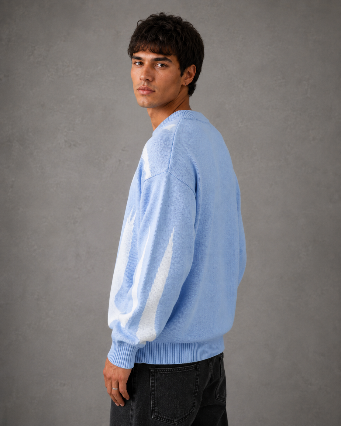Kacob | Men's Graphic Crew Neck Relaxed Knit Jumper