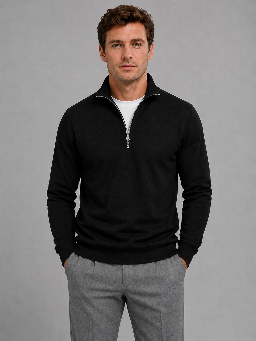 Kacob | Men's Half-Zip High Neck Sweatshirt