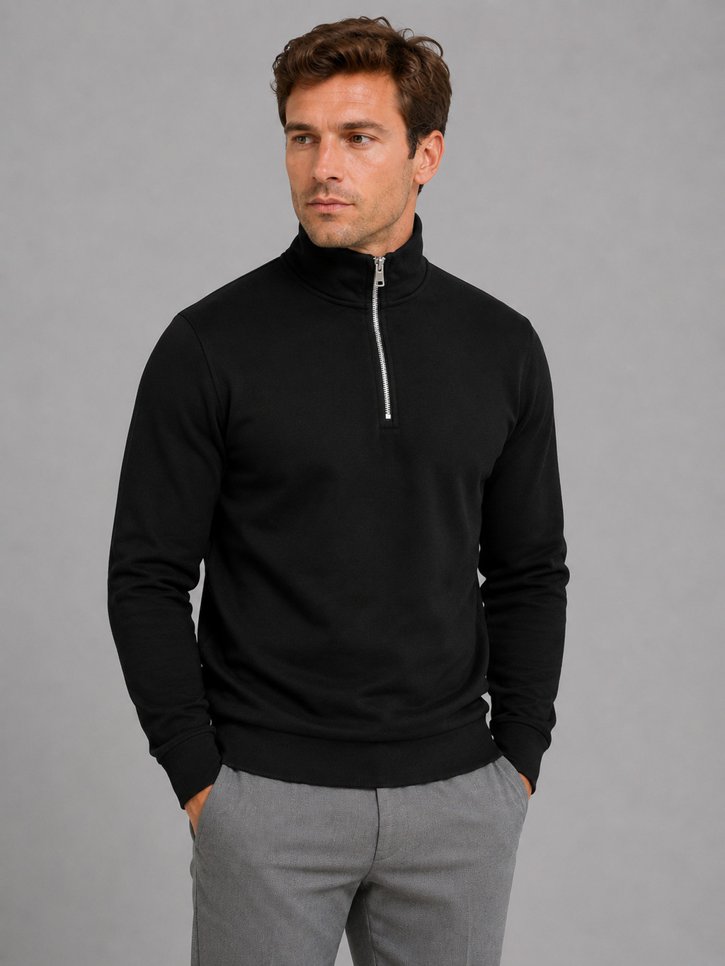 Kacob | Men's Half-Zip High Neck Sweatshirt
