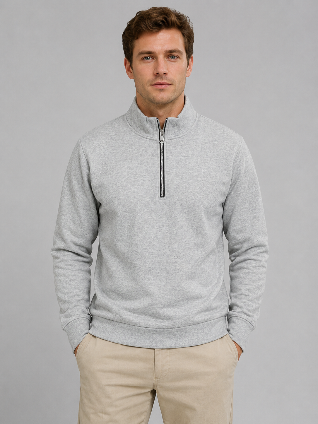 Kacob | Men's Half-Zip High Neck Sweatshirt