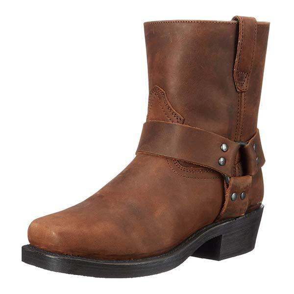 Men's Harness Strap Western Boots with Side Zip