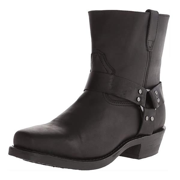 Men's Harness Strap Western Boots with Side Zip