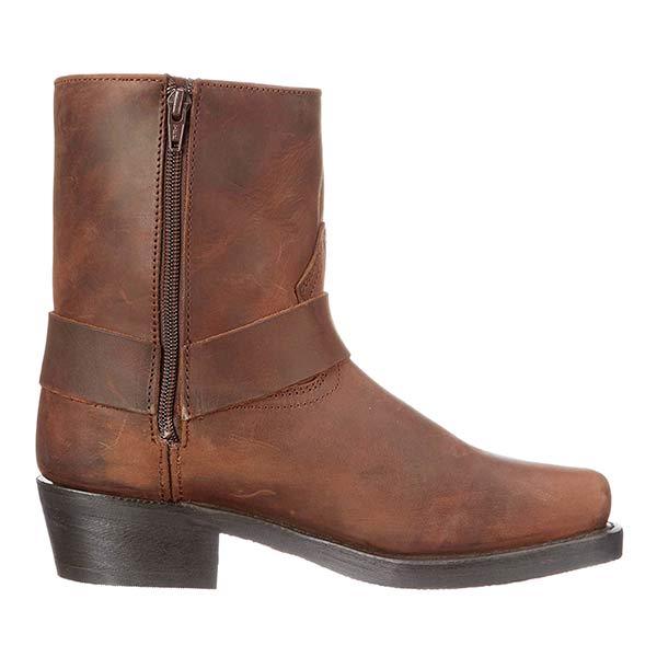 Men's Harness Strap Western Boots with Side Zip