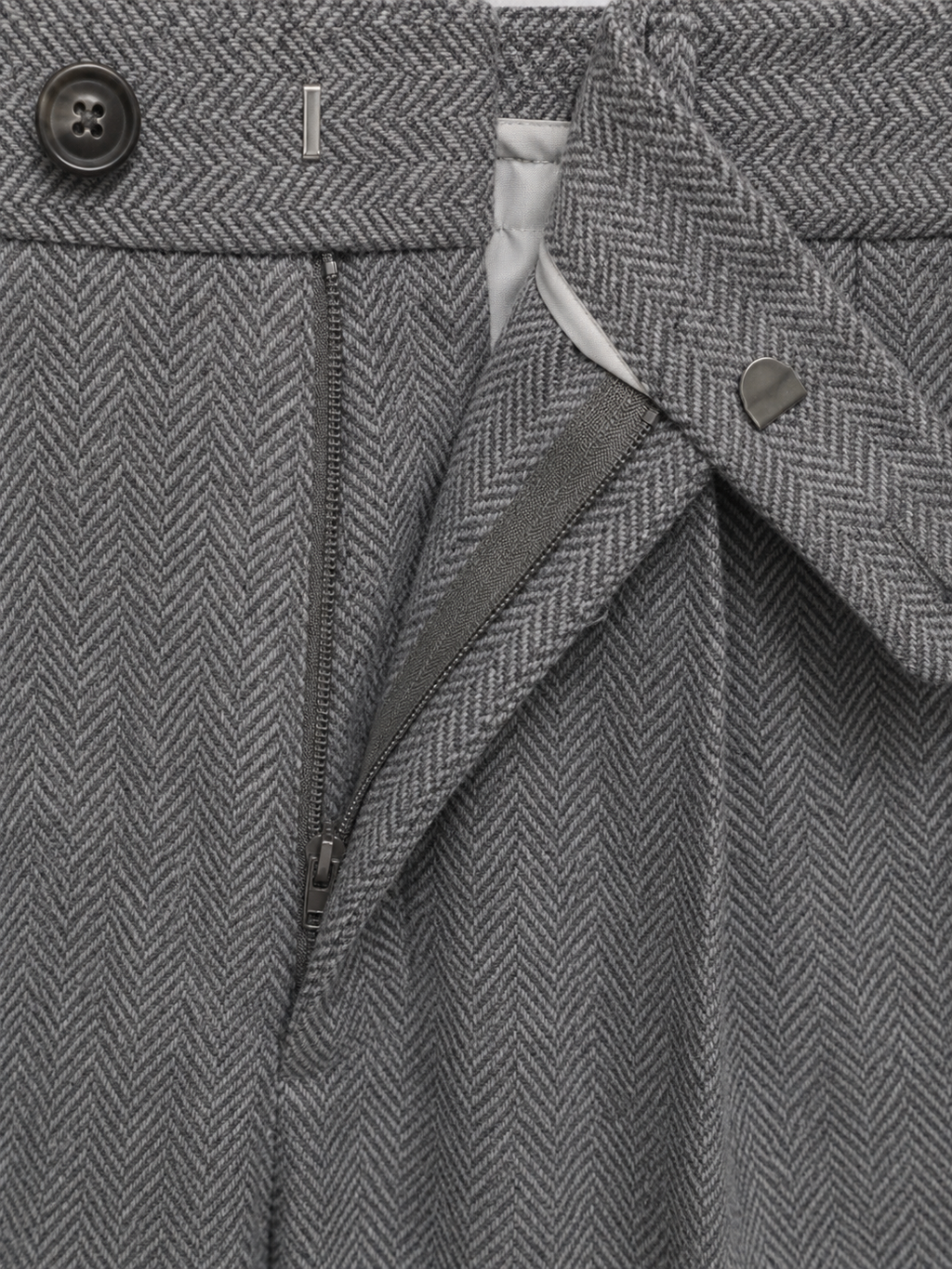 Kacob | Men's Herringbone Pleated Straight Leg Trousers