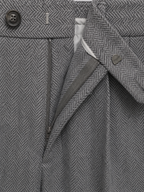 Kacob | Men's Herringbone Pleated Straight Leg Trousers