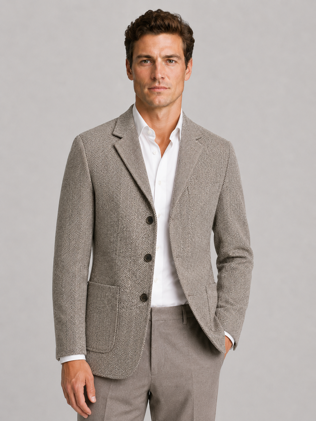 Kacob | Men's Herringbone Smart Casual Blazer
