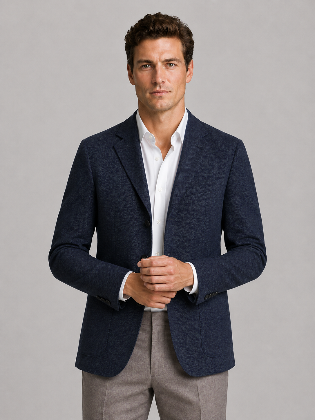 Kacob | Men's Herringbone Smart Casual Blazer