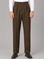 Kacob | Men's Herringbone Smart Tailored Trousers