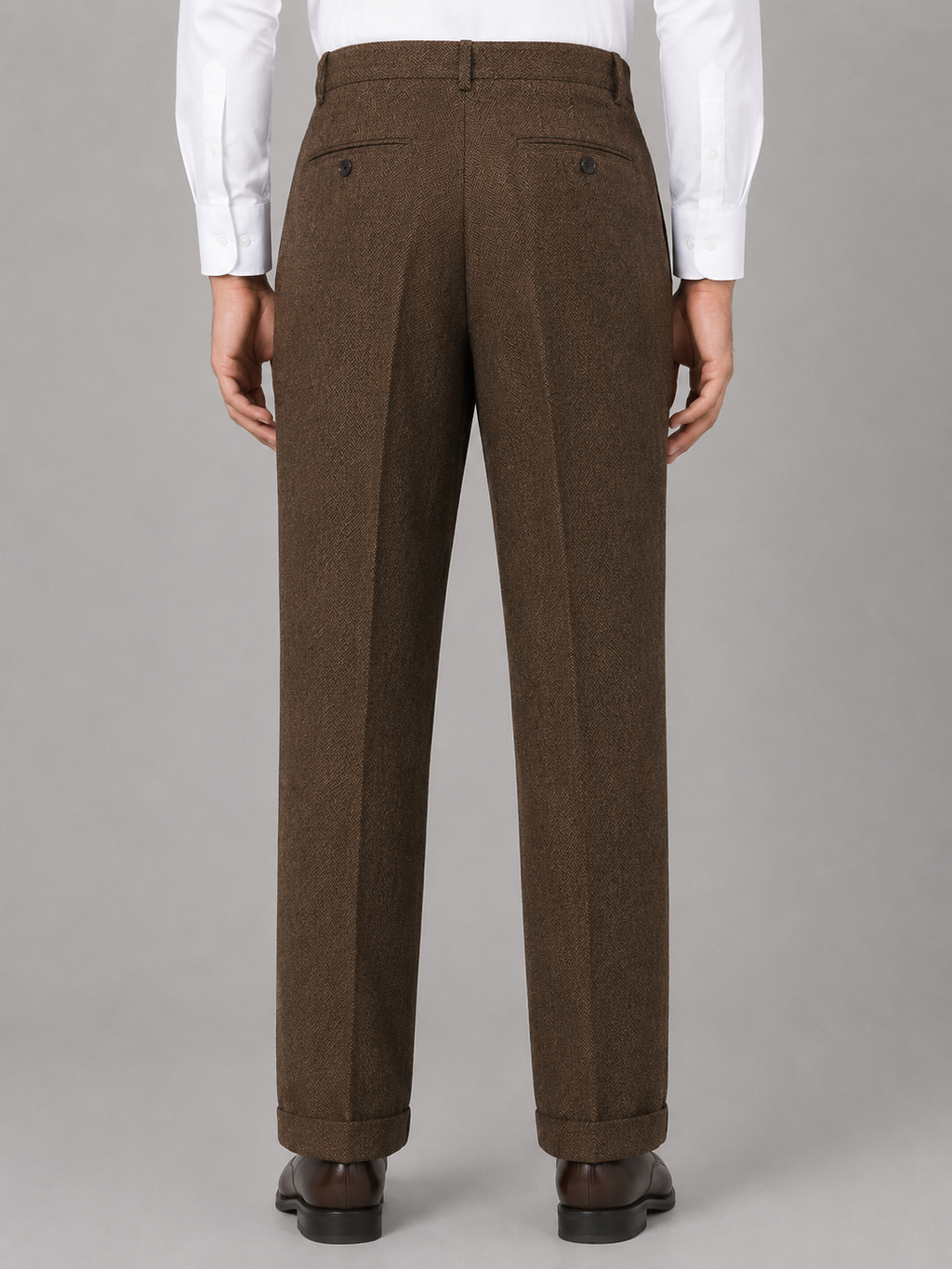 Kacob | Men's Herringbone Smart Tailored Trousers