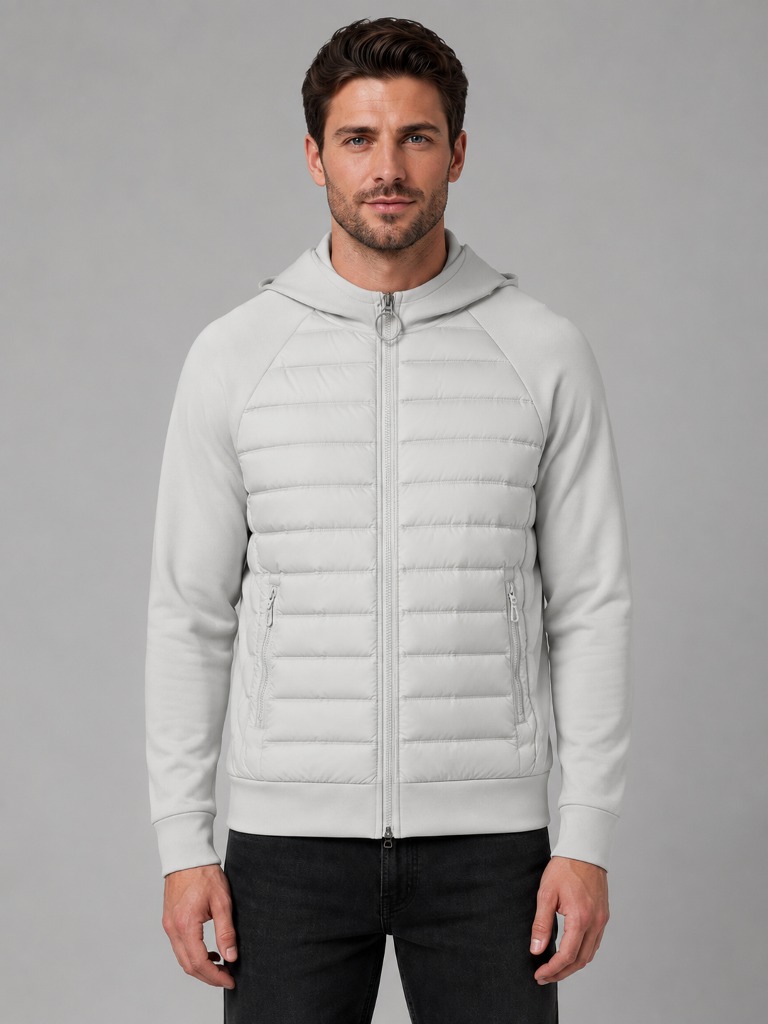 Kacob | Men's Hooded Quilted Zip-Through Jacket
