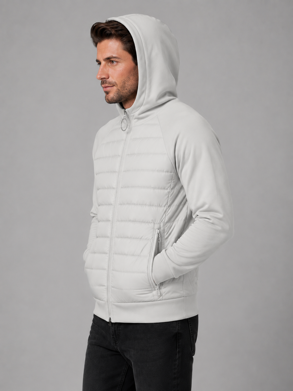 Kacob | Men's Hooded Quilted Zip-Through Jacket