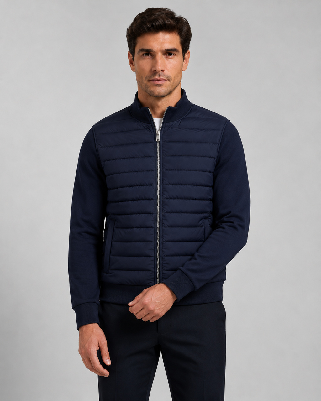 Kacob | Men's Hybrid Quilted Knit Sleeve Jacket