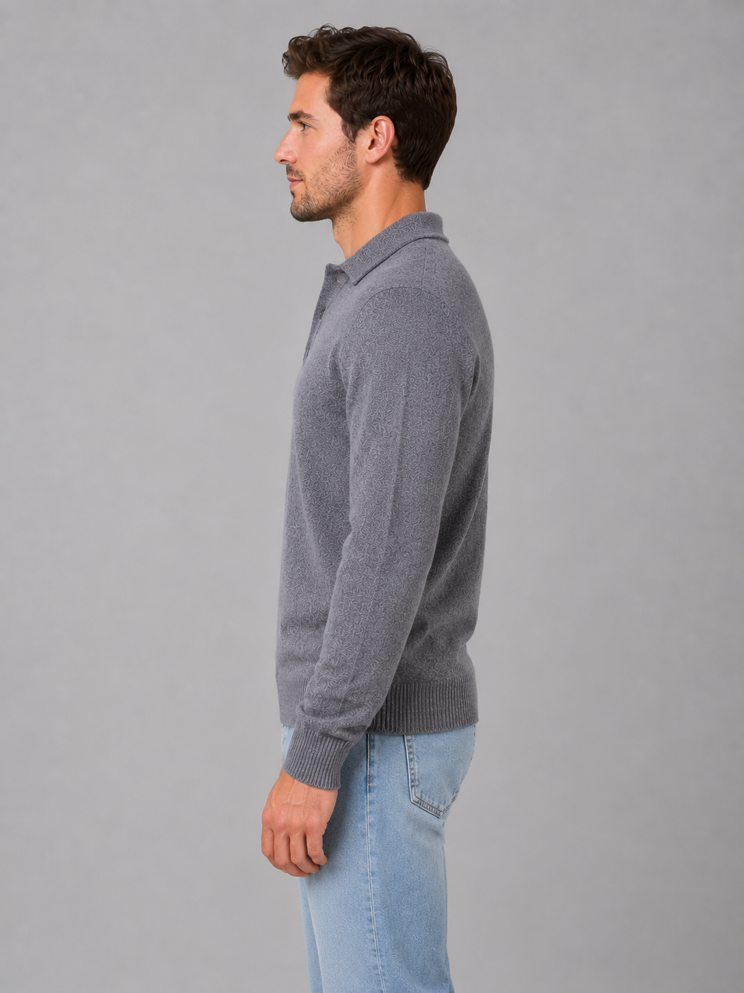 Kacob | Men's Knitted Button Polo Jumper
