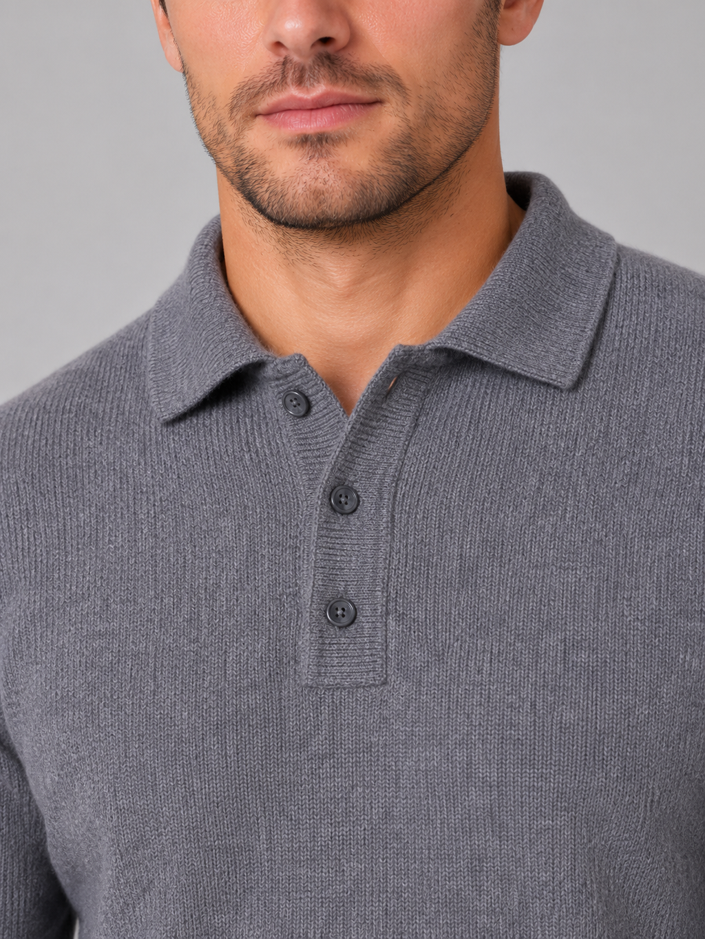 Kacob | Men's Knitted Button Polo Jumper