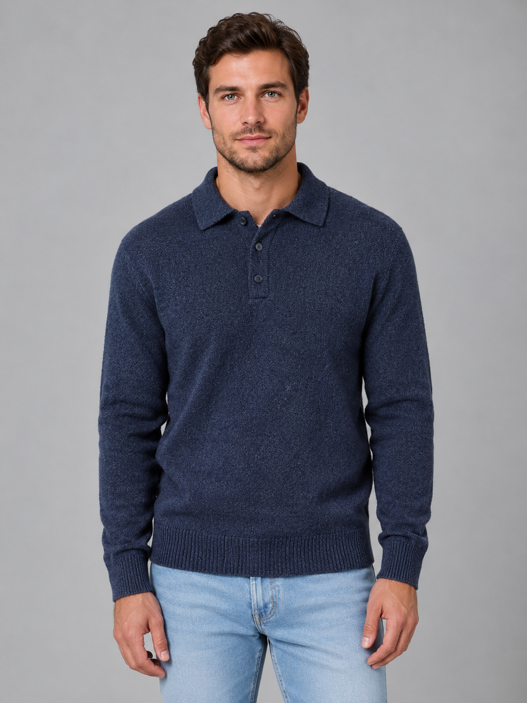 Kacob | Men's Knitted Button Polo Jumper