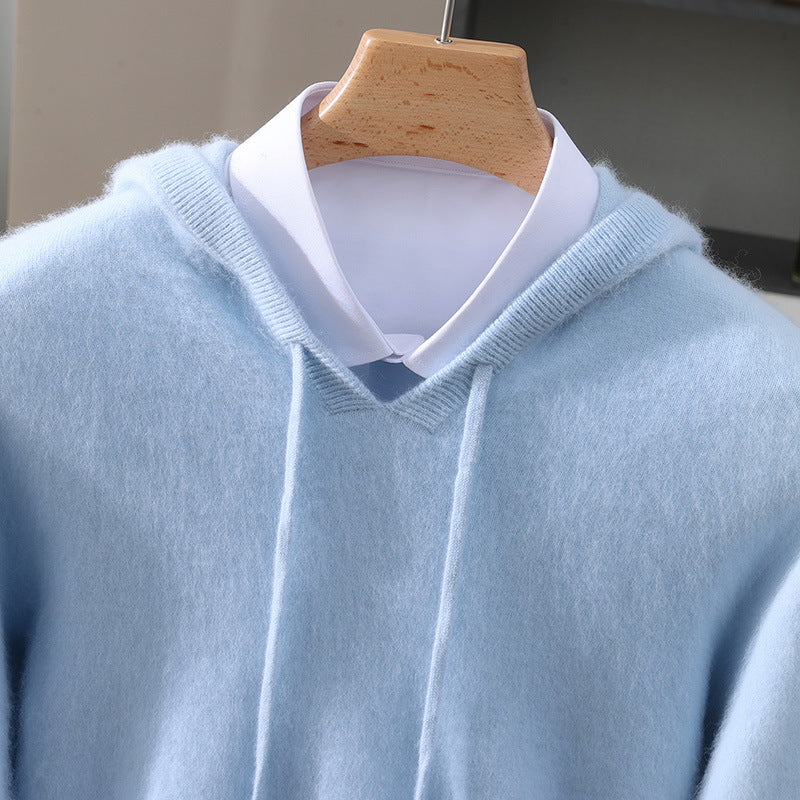 Kacob | Men's Knitted Pullover Hoodie with Drawstring