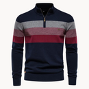 Kacob | Men's Knitted Quarter-Zip Striped Cardigan
