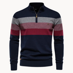 Kacob | Men's Knitted Quarter-Zip Striped Cardigan