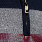 Kacob | Men's Knitted Quarter-Zip Striped Cardigan