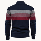 Kacob | Men's Knitted Quarter-Zip Striped Cardigan