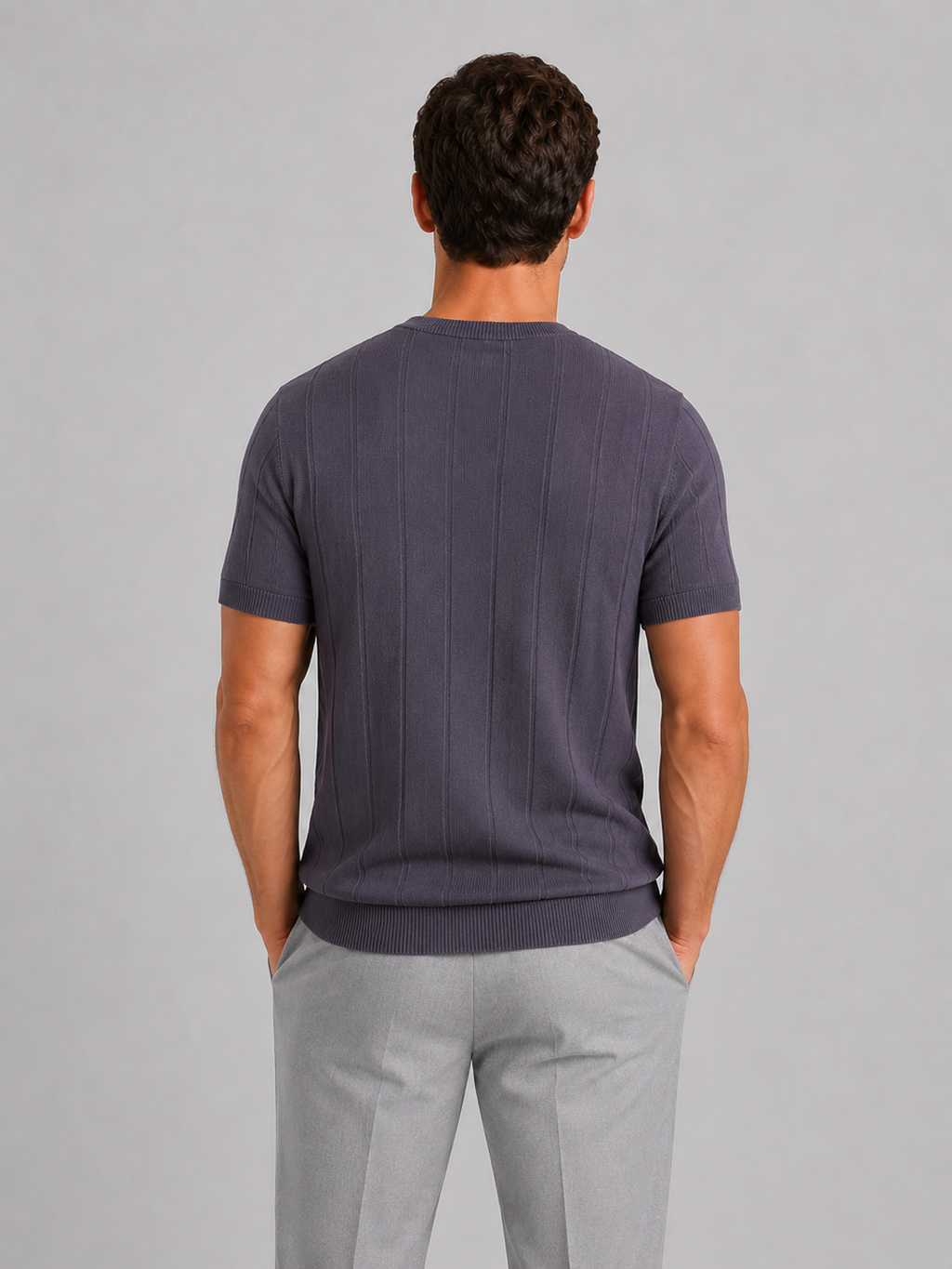 Kacob | Men's Knitted Short Sleeve Crew Neck T-Shirt