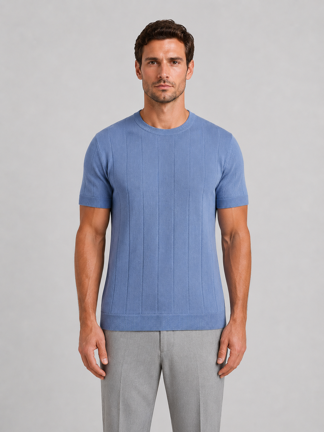 Kacob | Men's Knitted Short Sleeve Crew Neck T-Shirt