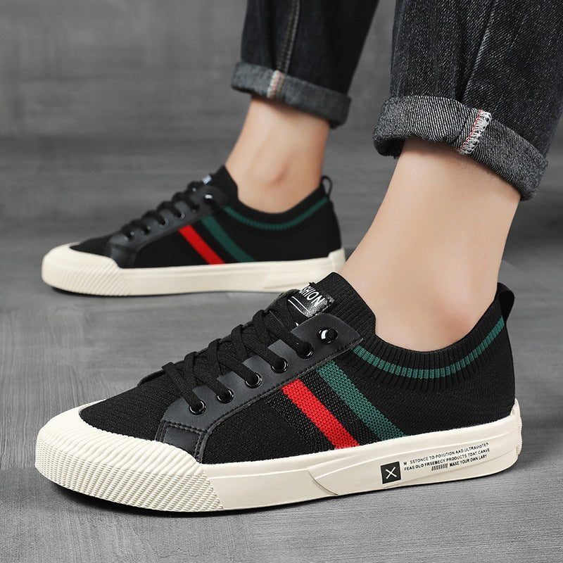 Men's Knitted Stripe Detail Lace-Up Trainers