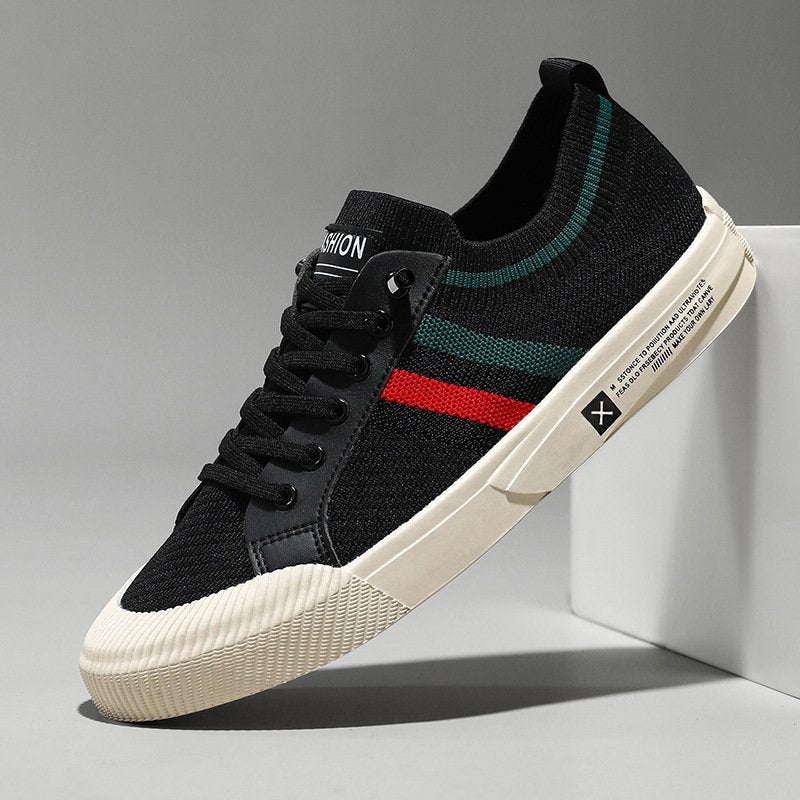 Men's Knitted Stripe Detail Lace-Up Trainers