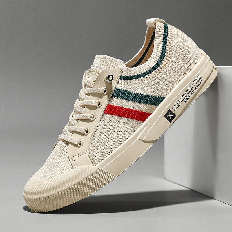 Men's Knitted Stripe Detail Lace-Up Trainers