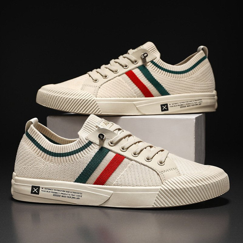 Men's Knitted Stripe Detail Lace-Up Trainers