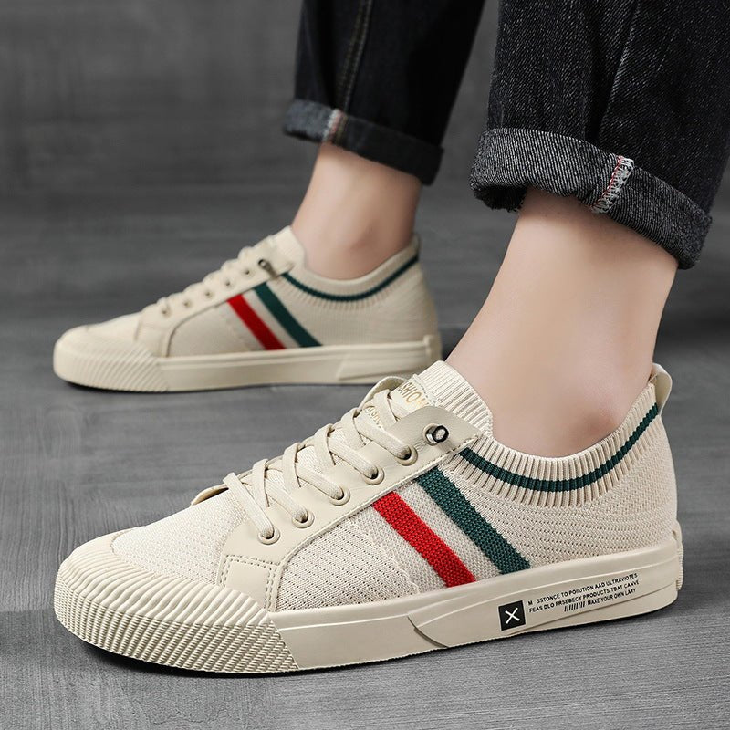 Men's Knitted Stripe Detail Lace-Up Trainers