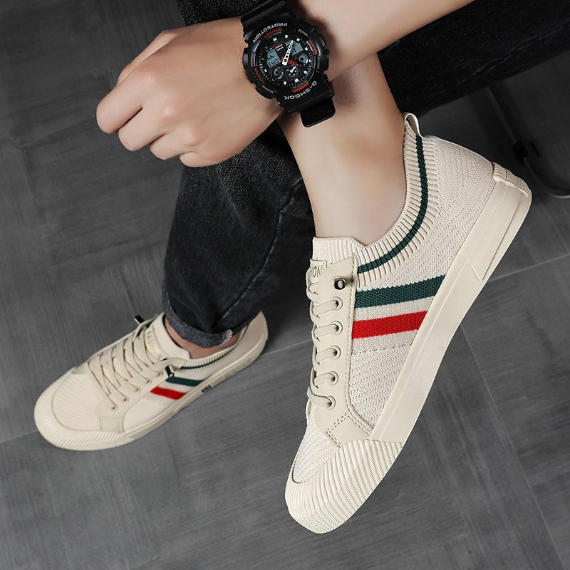 Men's Knitted Stripe Detail Lace-Up Trainers