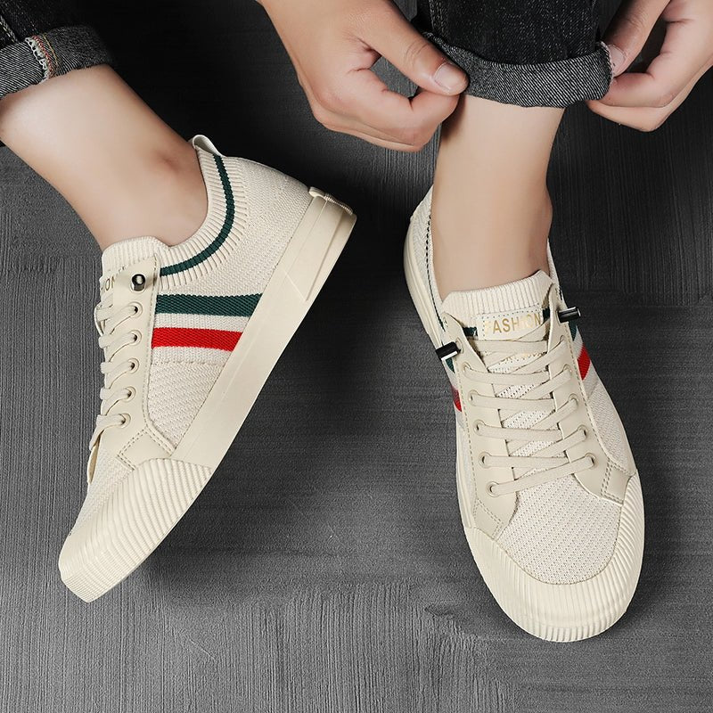 Men's Knitted Stripe Detail Lace-Up Trainers