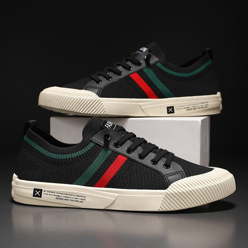 Men's Knitted Stripe Detail Lace-Up Trainers