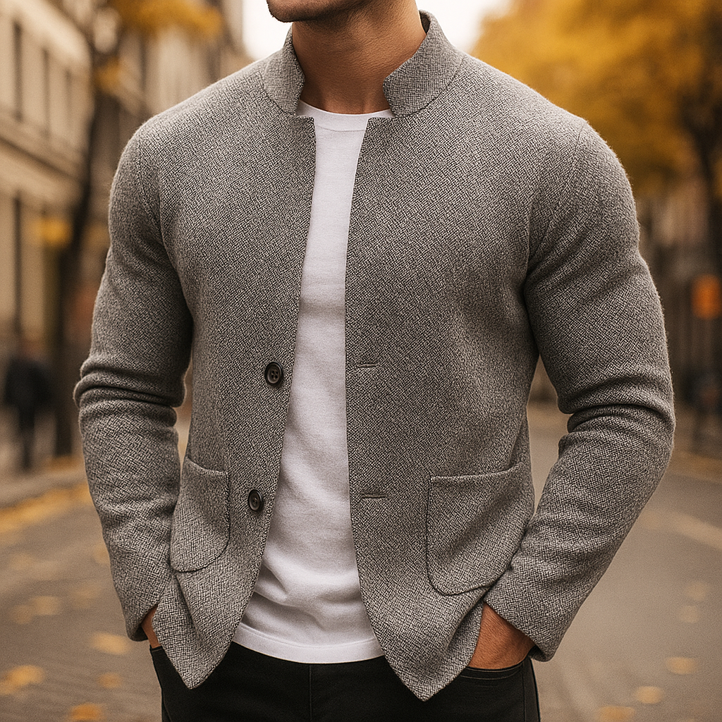 Kacob | Men's Knitted Textured Tailored Cardigan