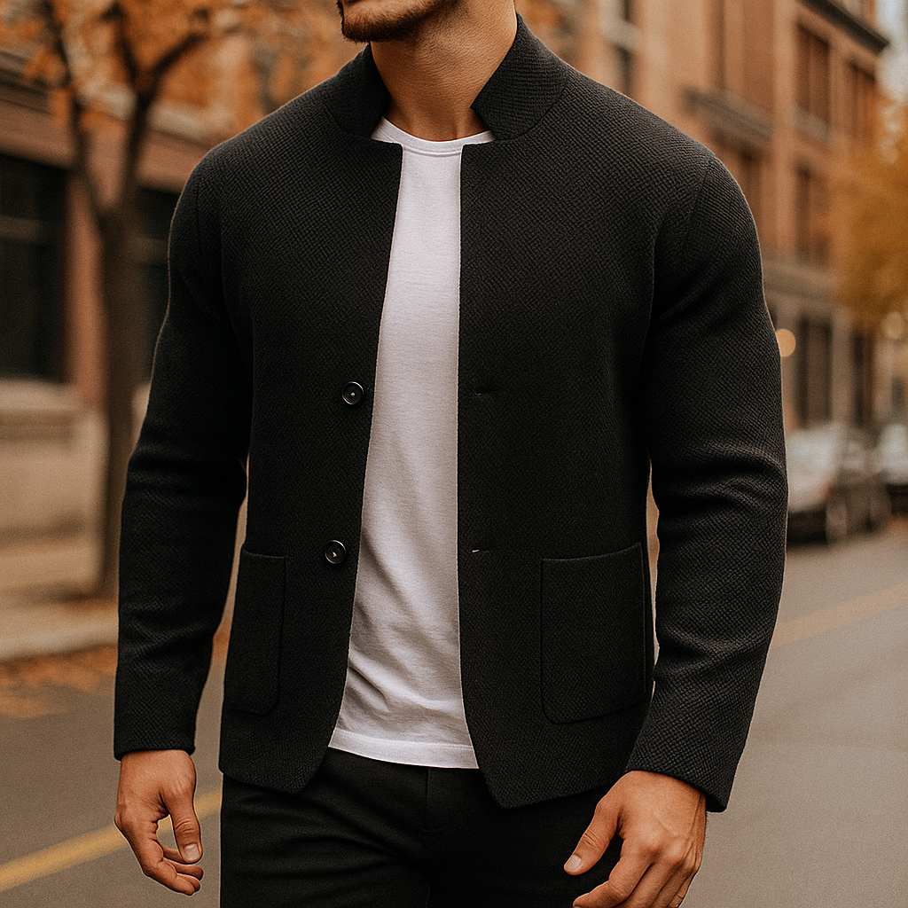 Kacob | Men's Knitted Textured Tailored Cardigan