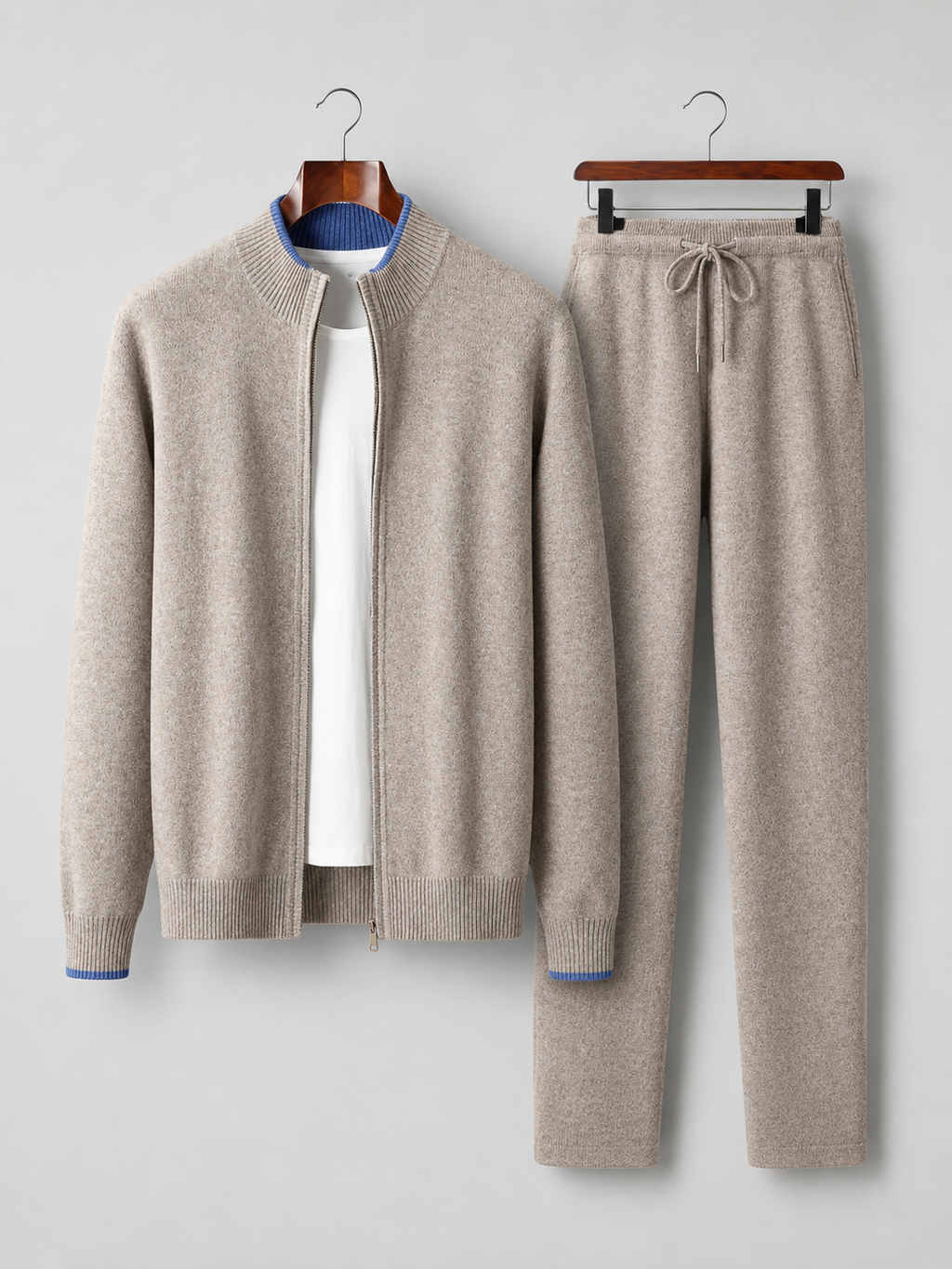 Kacob | Men's Knitted Zip-Up Lounge Co-Ord Set