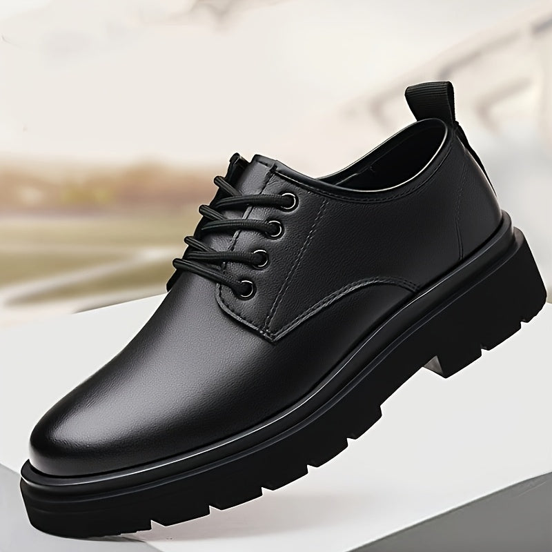 Kacob | Men's Leather Lace-Up Round Toe Shoes